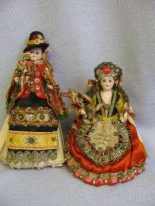 ALL BISQUE c1930 HUNGARIAN BRIDE & GROOM Glass Eyes  