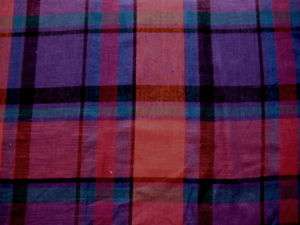 Gorgeous PURPLE RED TEAL PLAID Cotton/Poly/Wool Fabric  