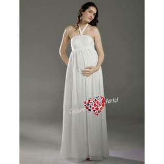 Empire Halter Floor length Maternity Wedding Dress  