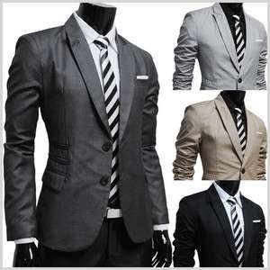 RJK) Mens business casual 2 button slim jacket blazer  