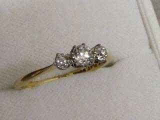SUPERB ANTIQUE 18ct GOLD & PLATINUM THREE DIAMOND RING  