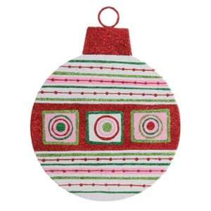   Glitter Stripes Christmas Disk Ornament 