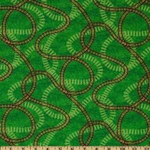   Railroad Tracks Dark Green Fabric By The Yard Arts, Crafts & Sewing