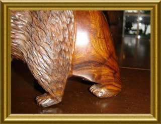 ANTIQUE BLACK FOREST WOOD BEAR SCULPTURE FISHING WITH SALMON IN MOUTH