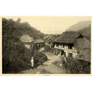  1903 Print Gochoda Japan Japanese House Thatch Roof 