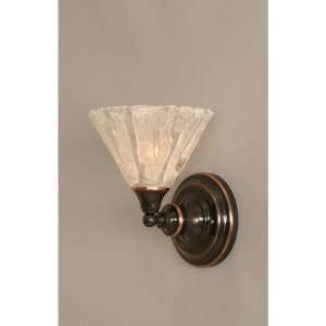  One Light Wall Sconce with Italian Ice Glass in Black 