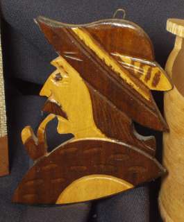 LOT Polish Zakpoane Folk Art wood carving straw picture POLAND goral 