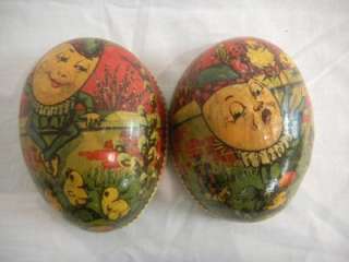 ANTIQUE VICTORIAN GERMAN PAPER MACHE EASTER EGG CANDY CONTAINER HUMPTY 