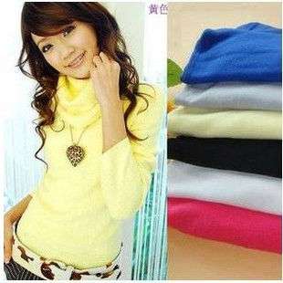 fashion 2011 long sleeve women knitwears Candy color Turtleneck 
