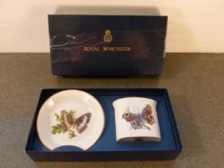1982 Royal Worcester Fine Bone China England Butterflies Boxed Serving 