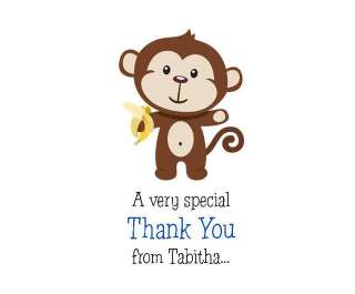 24 Sweet Little Monkey Baby Shower Thank You Cards  
