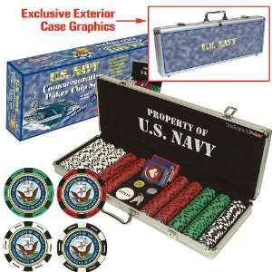  U.S. Navy CLAY Filled 500 Poker Chip Set w/Custom Case 