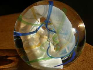 Lovely Caithness RIBBONS Art Glass Paperweight Ball 3.2 inch Signed 