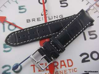 Alligator Grain Leather Tang Watch Strap & Buckle for Breitling 