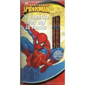  Marvel Spider Man Valentine Cards and Pencils, Set of 16 