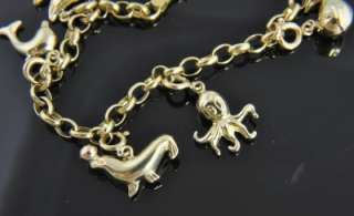Itaor Italian 14K Yellow Rose Gold Sea Ocean Animal 3D Charm Chain 