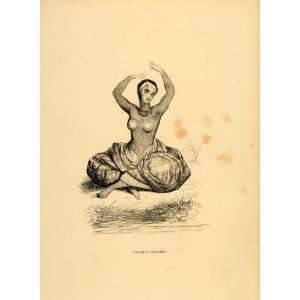  1843 Engraving Costume Woman Javanese Dancer Body Art 