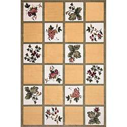 Veranda Checkerboard Flower Design Rug (51 x 76)  