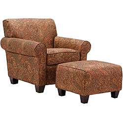 Mira 8 way Hand tied Paisley Arm Chair and Ottoman  