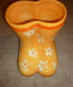     Golden Yellow Porcelain Rain Boots, Collector Piece   Very Unusual