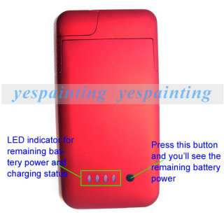 1900mAh External Backup Battery Charger Case Cover for Apple iPhone 4 