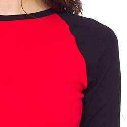   Womens Red/ Black Baby Rib 3/4 sleeve Top (X small)  