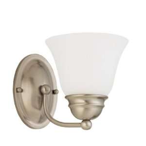 Empire   1 Light 7 Vanity W/ Frosted White Glass   Brushed Nickel