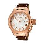 Invicta Mens Corduba White Dial Brown Leather 18K Rose Gold Plated 