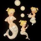   Norcrest Mermaid Ceramic Fish Girls Wall Plaque Figurines for Bath