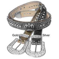 Journee Collection Womens Rhinestone and Crown Accent Belt 