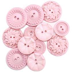 Vintage Style Pink Sew On Buttons (Pack of 12)  