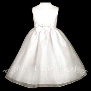 New SATIN ORGANZA FLOWER GIRL DRESS with BOWS and SASH  