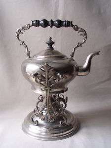 antique beautiful metal tea kettle spirit lamp  
