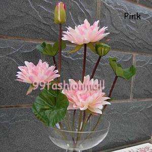 1x50cm/20Artificial Autumn Water Lily Flowers Lotus Wedding Party 