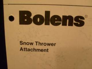 BOLENS SNOW THROWER ATTACHMENT MODEL 18311 PARTS LIST  