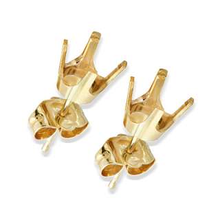 Prong Cup Set Stud Earrings Mounting 14K Yellow Gold  