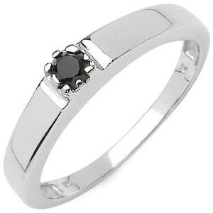    0.12 Carat Genuine Black Diamond Sterling Silver Ring Jewelry