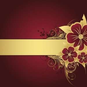  Red and Gold Flower Flourish Background 12 x 12 Paper 