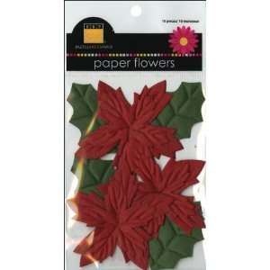  Bazzill Paper Flowers Poinsettia Red Assortment 10