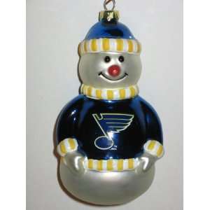  ST. LOUIS BLUES 6 tall and 3 wide Blown Glass Snowman 