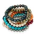   Set of 10 Multi colored Freshwater Pearl Stretch Bracelets (8 9 mm