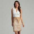 Ceces New York Womens Tan/ White Ruffle Dress