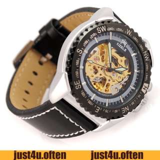   mens auto wristwatch golden skeleton new rollover images for a large