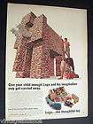 60s image of young boy building giant LEGO elephant 1968 Print Ad