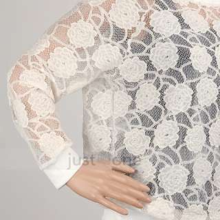 Womens chic See through Lace Floral Long Sleeve Casual T Shirt Tops 