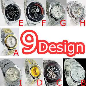 New 9 Design Luxury Fabulous Metal Gents Mens Sport Wrist Watch Best 