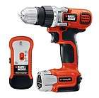 Black & Decker 12V Lithium Ion Cordless Drill w/ Stud Finder Carrying 