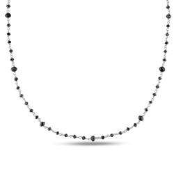 14k White Gold 6 1/4ct TDW Black Diamond Bead Necklace  