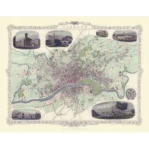 com John Tallis Map of Glasgow 1851 Colour Print of City of Glasgow 
