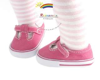 Strap Sneakers Shoes Fuchsia for American Girl Doll  